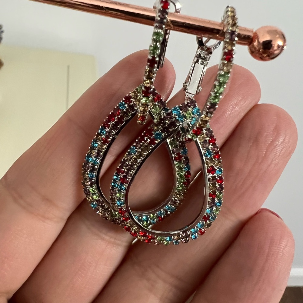 Sparkly multicolor earrings.